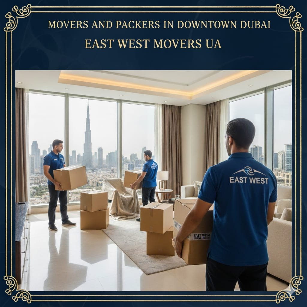 Professional movers and packers carefully handling furniture in Downtown Dubai