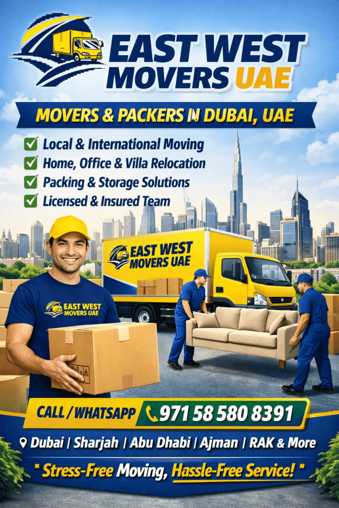 Best movers and packers in UAE offering professional home and office relocation services by East West Movers UAE